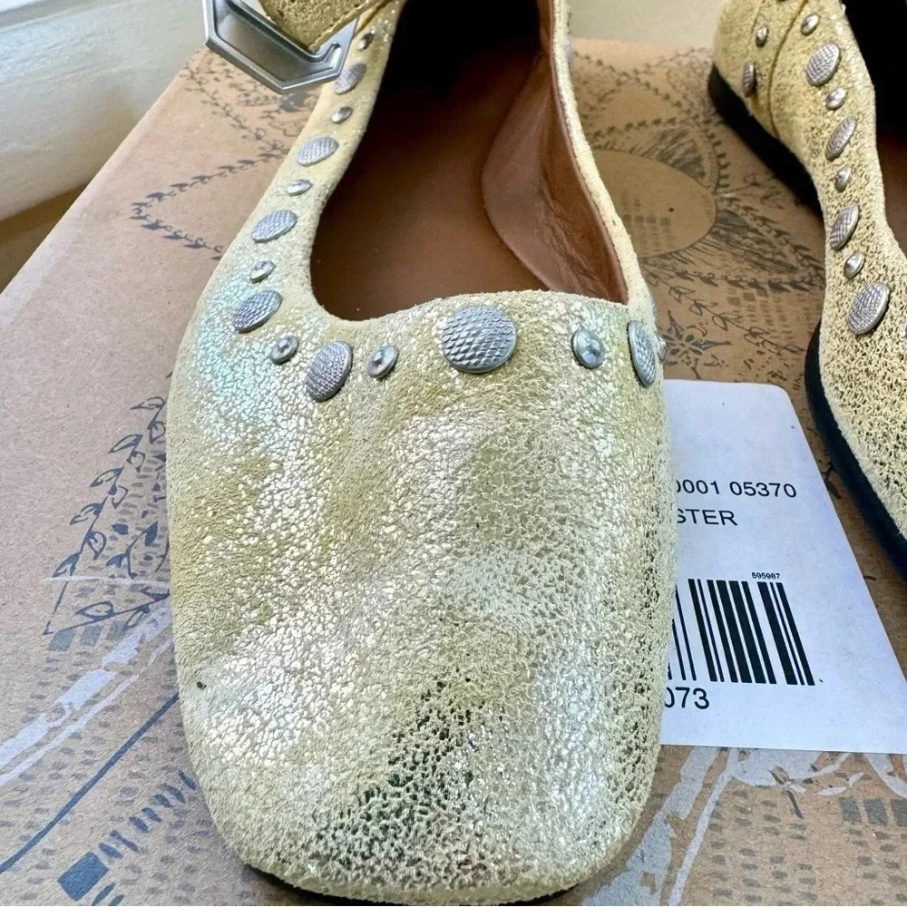 New Free People Mystic Mary Jane Flats Studded Yellow 7 - Picture 10 of 15